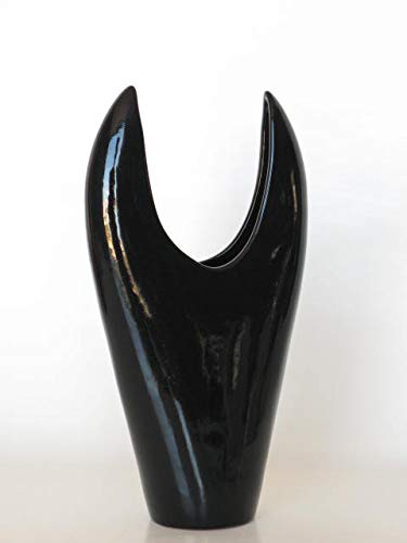 POLONIO - Jarron de Ceramica Negro de 27 Centímetros- Centro de Ceramica Medianos de Decoracion - Jarron de Decoración -...