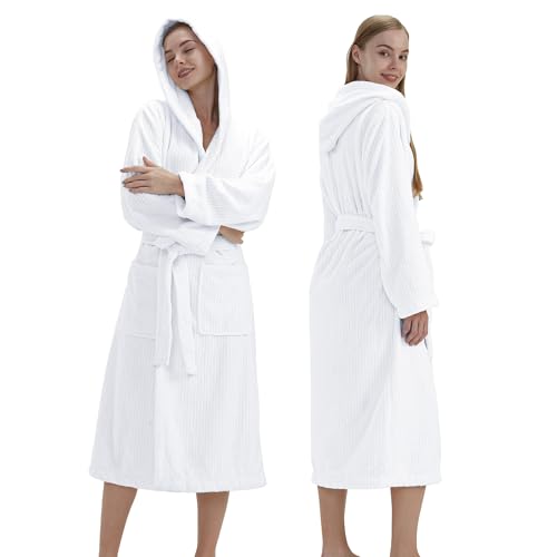Image of PJGGZ Hooded Bathrobes for Women, Soft Long Towel Robes for Women - Quick Dry yet Warm