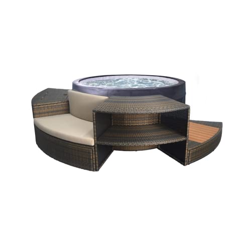 NETSPA - SP-VIP140/MOB2 - NetSpa Vita - Spa Semi Rigide + Mobilier (5 éléments) - Spa Portable - Rond - 4 Places