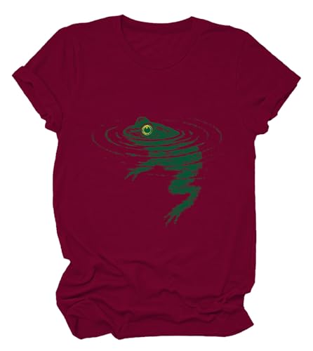 Image of Frog Swimming T-Shirt - Cozy Vintage Swimming Frog Shirt for Women Men