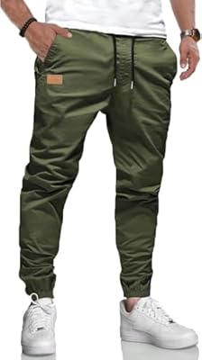 KUNJLELP Pantalones Casual Hombre Pantalón de Cargo Algodón Largos Elásticos Jogging Pants con Bolsillos,Verde,L | Ya disponible en tu tienda friki favorita! En mundofriki.es!