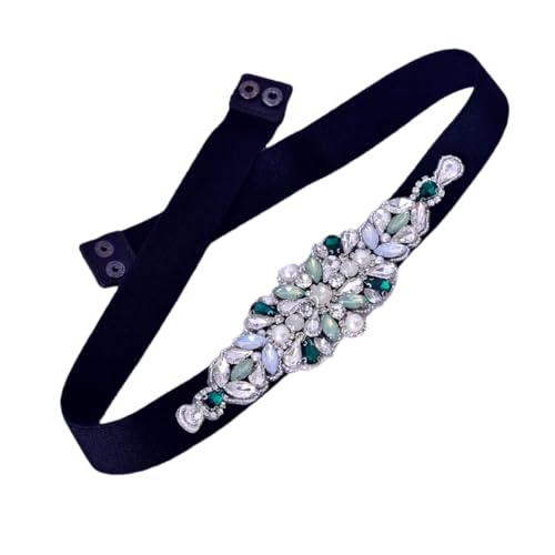 Women's Stretch Evening Dress Belt, Rhinestone Wedding Party Belt, Handmade Prom Accessory