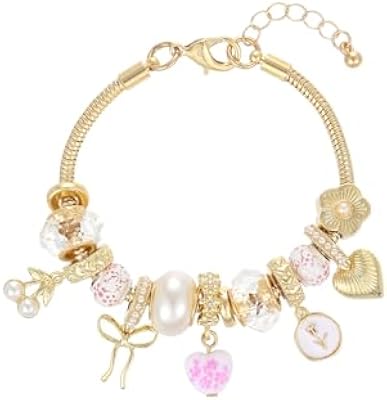 Madison Tyler Heart Bow Charm Bracelet Gold Bracelets for Women Gifts
