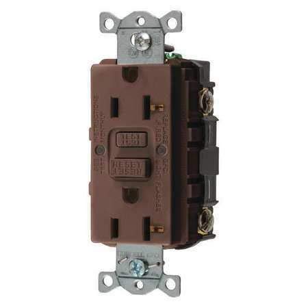 GFCI Receptacle,20A,125VAC,5-20R,Brown HUBBELL WIRING DEVICE-KELLEMS GFRST20