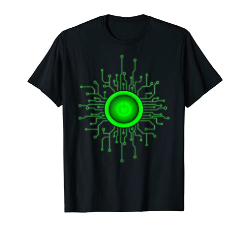 Botón de encendido Placa base Creador de computadora y regalo de jugador de PC Camiseta