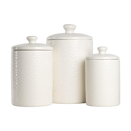Image of 10 Strawberry Street CAN WHT Kitchen Canister Set, 3 Piece, Tide White