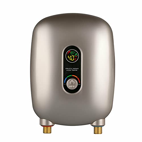 Gdrasuya10 Instant Hot Tankless Electric Hot Water Heater With Lcd Digital Display, 6500W 220V Mini Wall Mount Water Heater Suitable For Washing Dishes Food Clothes Faces (Rotary Button Switch (Gold)) #TOP11