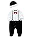 Little Me Clothes for Baby Boys' Fancy Dress Party Holiday 2-Piece Footie Pajamas and Cap Set, White/Black, 9 Months
