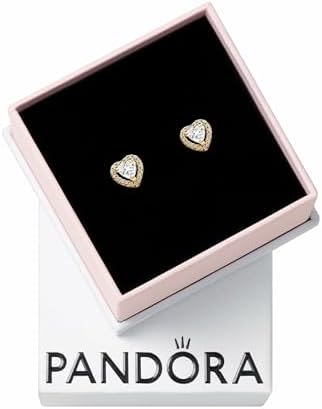 PANDORA Timeless Sparkling Elevated Heart Stud Earrings - 14K Gol...
