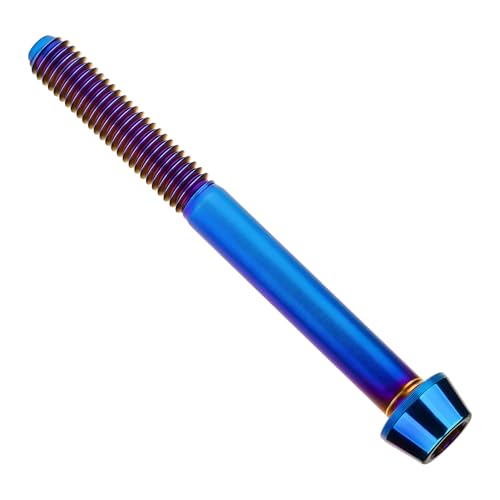 Image of Titanium Ti Bolt M5x9 16 18 20 25 30 35 40 45 50 55 60mm Tapered Head Screws Pack of 4 (M5x50mm, Burnt Blue)