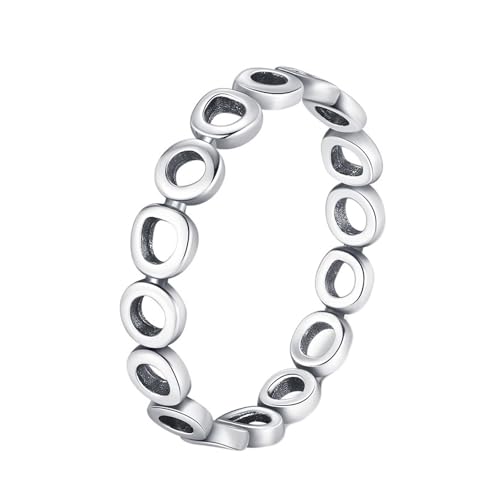 Bague argent sterling 925 moderne alliance de créateur aux cercles irréguliers