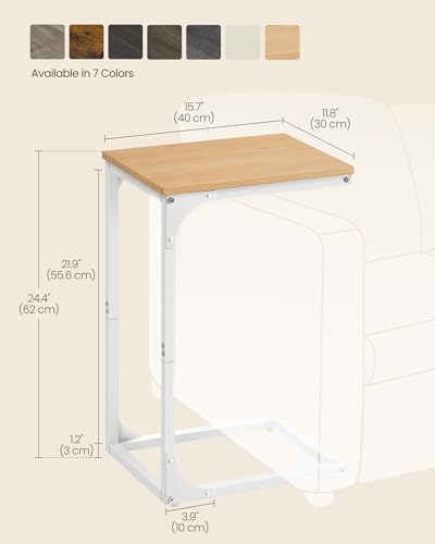 Image of VASAGLE C-Shaped End Table, Small Sofa Side Table with Metal Frame