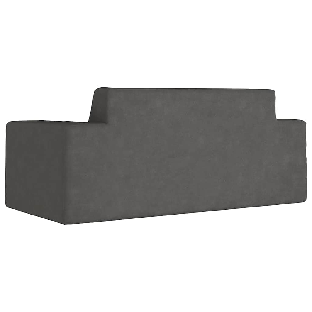 Sofa dziecięca 2-osobowa, antracytowa, miękki plusz ze zdejmowaną poszewką, do pokoju dziecięcego, nie zajmuje dużo miejsca, trwała i wygodna, idealna do mebli dla małych dzieci, łóżeczka