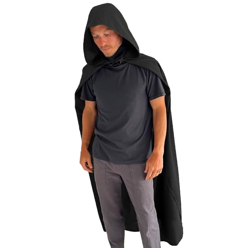 Cape de costume médiéval de chevalier larp avec capuche fantasy enveloppante