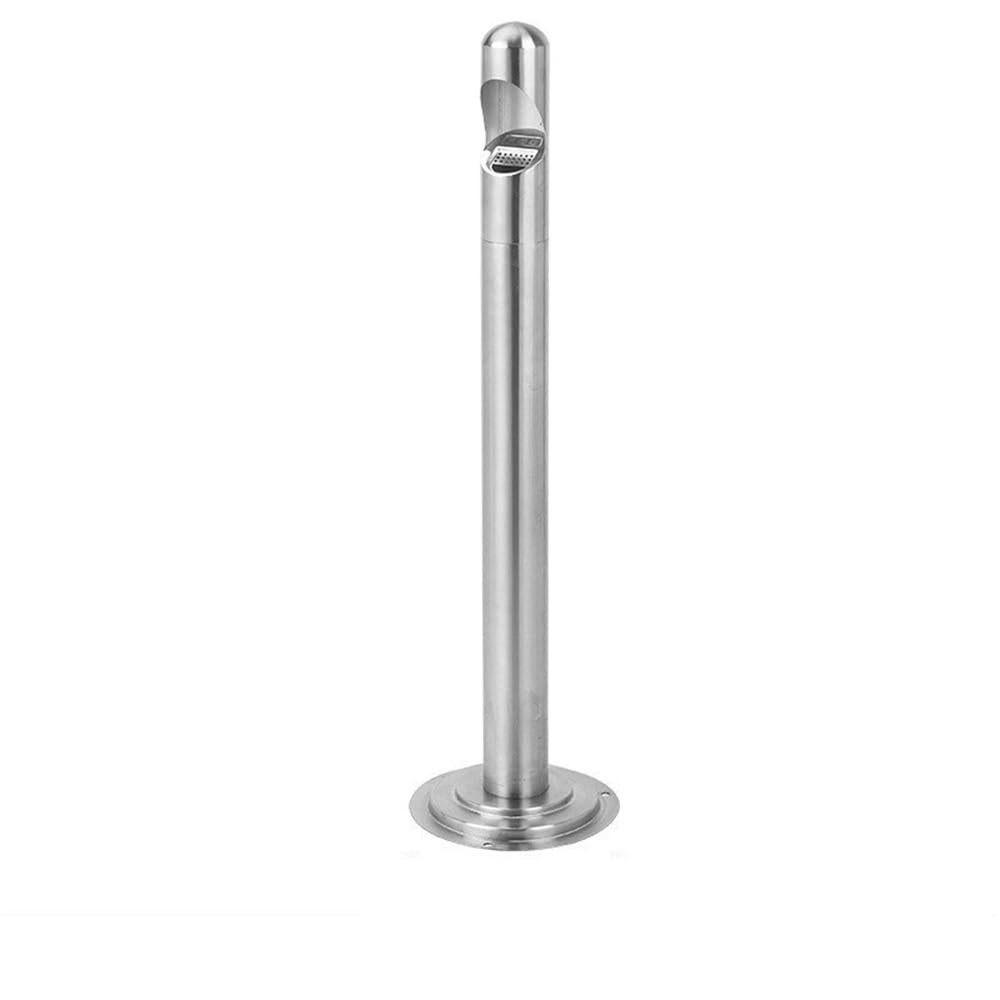 Stand ashtray Outdoor Rainproof Ash Pillar Hotel Cigarette Butt Collection Vertical Extinguishing Smoking Trash Can Stainless Steel Pillar(Silver)