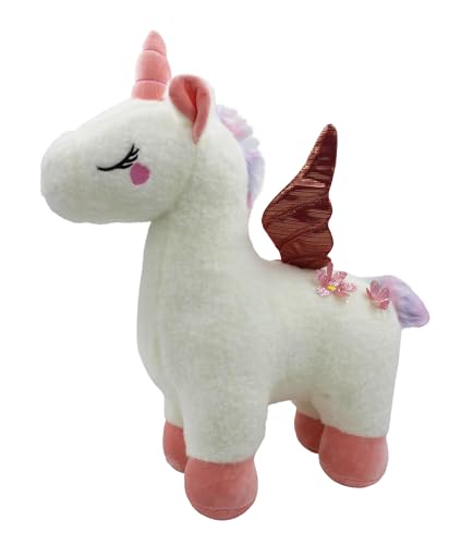 Image of Tickles Rainbow Wings Unicorn Horse Soft Stuffed Plush Animal Toy for Kids Birthday Gifts (Size: 40 cm Color: White)