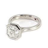 Whoiy Anillo de oro blanco para mujer 375, anillos de compromiso de oro auténtico de 9 quilates, anillos de boda solitarios grabados con Moissanite 2ct D Color VVS1 para mujeres, talla 49 (15,6)