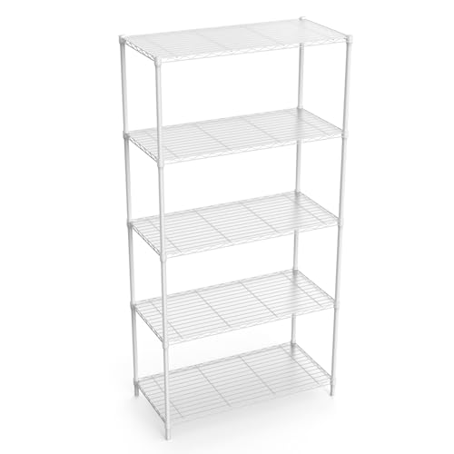 5 Tier NSF Metal Shelf Wire Shelving Unit, 1750lbs Capacity Heavy Duty Adjustable Storage Rack with Shelf Liners for Closet Kitchen Garage Basement Commercial Shelving, 72