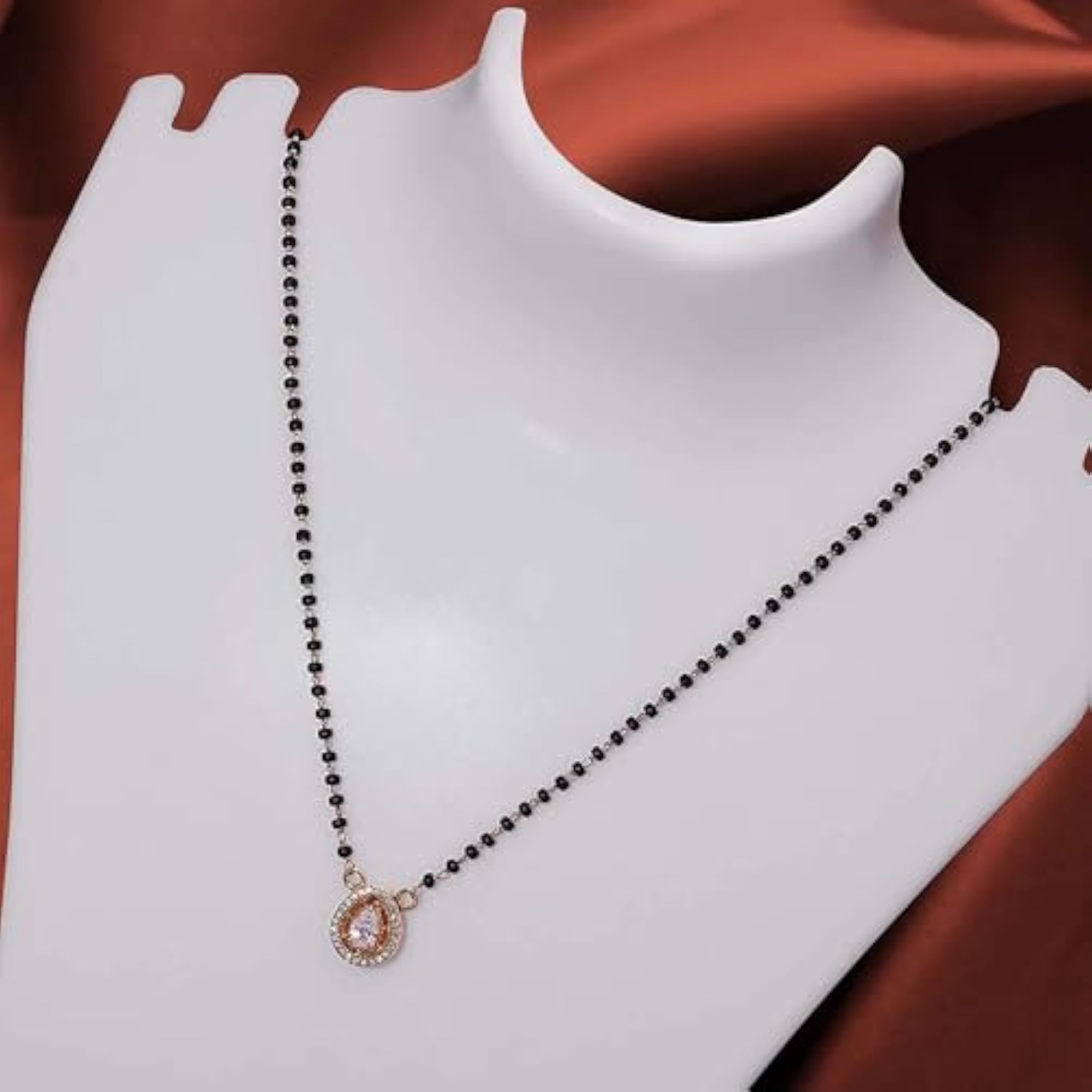Women's Gold Plated Drop Shaped AD Silver Mangalsutra, Gift for Her