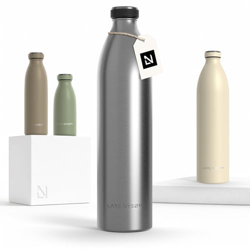 Image of LARS NYSOM Stainless Steel Insulated XL Water Bottle 12oz 17oz 25oz 34oz 51oz | Insulated Thermo Flask for Hot and Cold Beverages | Leakproof Drinking Bottle (Stainless Steel, XL 50.7oz)