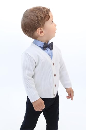Image of Lilax Baby Boys Basic Long Sleeve V-Neck Classic Knit Cardigan Sweater
