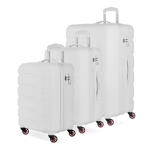Image of SwissGear 7366 Signature Hardside Expandable Luggage with Spinner Wheels, TSA Lock, Cup-Holder, White, 3-Piece Set (19 /23 /27)