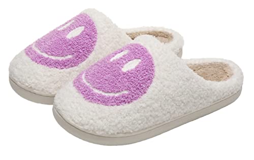 Smiley Face Slippers Women,Plush Slipp-Ers Cute Cartoon Non Slip Indoor Plush Warm Winter Home Shoes2