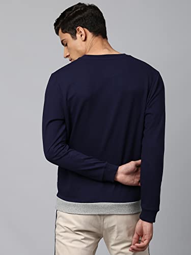 Image of Dennis Lingo Men's Cotton Blend Full Sleeves Color Block Sweatshirt - Regular-Fit, Crew Neck, and Lightweight, Casual Winterwear for Men