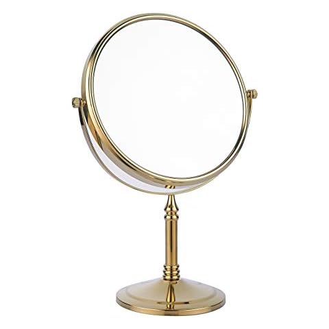 bgl Gold Bathroom Mirror, 1X & 3X Magnifying Vanity Mirror, 360 Rotating Dressing Table Mirror, Double Sided Makeup Mirror for Bath Bedroom Desk Washbasin Cover