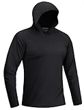 TACVASEN Herren Sonnenschutz Hoodie Sommer Atmungsaktiv Langarmshirts UPF 50+ mit Kapuze, Schwarz, XL