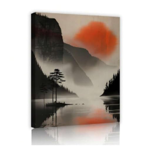Peinture chinoise paysage zen pour decoration salon et bureau moderne 50x70