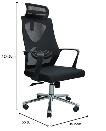 Image of Lakdi The Furniture Co High Back Director & Executive Mesh Chair with Height Adjustable & Revolving Chair and Head Rest Support Premium Design & Metal Legs Base Chorme Finish -(132289 ISL818)