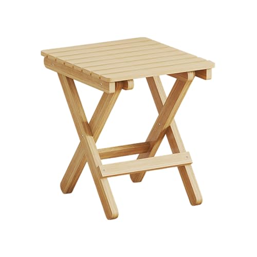 Taburete plegable portátil de madera – Asiento de camping ligero y compacto | Taburete plegable | Reposapiés de viaje plegable | Caminata de madera natural, soporte utilitario con asa de transp