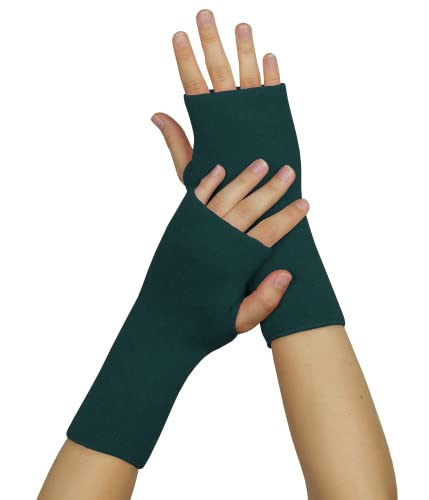 banora Armstulpen/Pulswärmer mit Daumenloch für Damen und Herren in der Naturqualität mit Schurwolle und Seide (Gr. 2, Farbe: petrol)