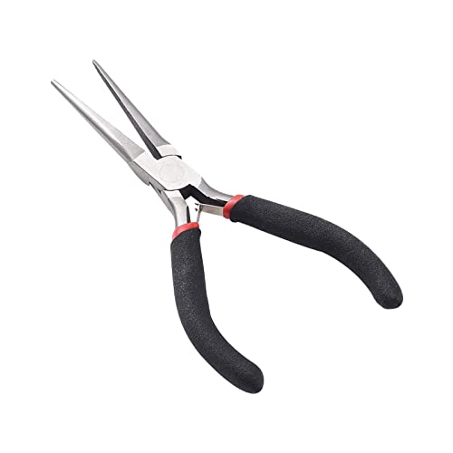 SUNNYCLUE 5.9 Inch Long Chain Nose Pliers Thin Small Needle Nose Pliers Mini Precision Pliers Wire Bending Wrapping Forming Tools Smooth Jaws Pliers for DIY Jewelry Making Hobby Projects, Black