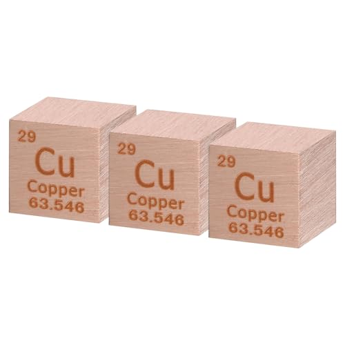 uxcell 3 Pcs Copper, 1 Inch High Density Metal Element Metal Density for Chemical Elements Collection Science Education Experiment Application, Copper