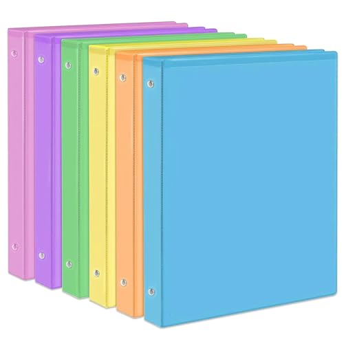 Image of 1-Inch Binder 3 Ring, Round Ring with 2 Interior Pockets, Holds 200 Sheets Letter Size Paper, Durable Plastic View Binders for School, Office, and Home