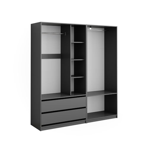 Vicco Armoire à vêtements Elmo, Anthracite, 180x200cm Lot de 2, pour Un Rangement Flexible de différents Types de vêtements