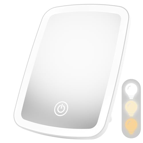 gelpal Rechargeable Travel Mirror with Light, Portable 3-Color LED Lighting, Dimmable Touch Screen...