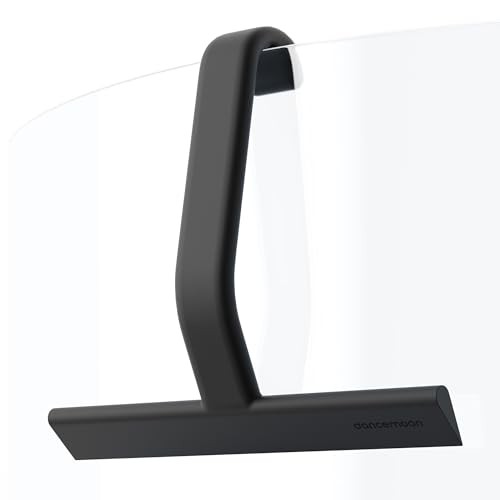 dancemoon JustHang Shower Squeegee for Glass Doors, All-in-One Award-Winning Silicone Squeegee with Built-in Hook for Bathroom, Window, Mirror, Tile Wall, Car, Streak-Free Cleaner Tool, 10-Inch Black