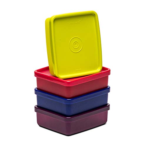 Tupperware Plastic Mini Square Away (Multicolour) - Pack of 4