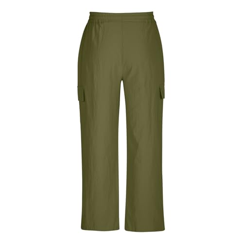 Men's Cotton Linen Pants Drawstring Elastic Waist Multi-Pockets Cargo Trouser Loose Comfy Wide Leg Sweatpant3