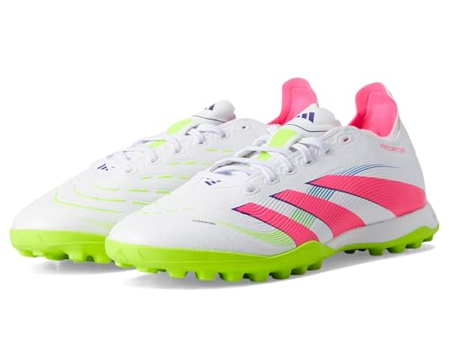 adidas Unisex Predator League Turf Soccer Cleats Sneaker, White/Lucid Pink/Lucid Lemon, 9 US Men