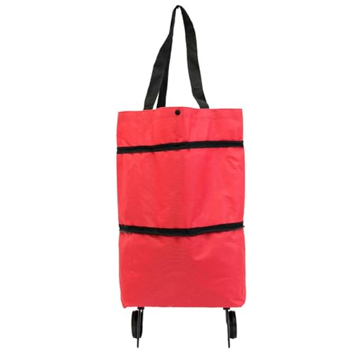 Einkaufstasche mit Rädern – Oxford-Stoff, Einkaufstasche mit Rad, tragbar, faltbar, mit Reißverschluss, zweistufig, mit Tragetasche – Bild 8