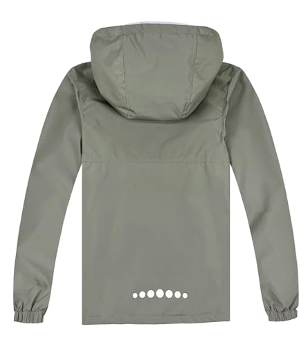 Image of Boys Girls Rain Jackets Waterproof Hooded Fleece Raincoats Lightweight Windbreakers for Kids