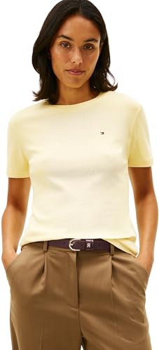 Tommy Hilfiger Damen T-Shirt Kurzarm New Slim Cody mit Rundhalsausschnitt, Gelb (Zesty Yellow), L – Ansicht 1