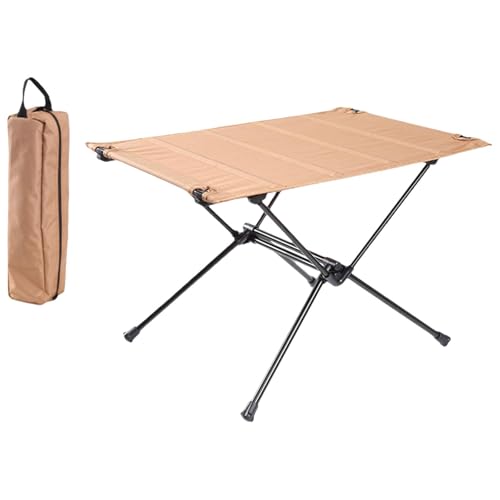 kowaku Folding Camping Table Outdoor Foldable Table with Storage Bag Furniture Beach Table Camping Desk for Backpacking Hiking Yard, Khaki