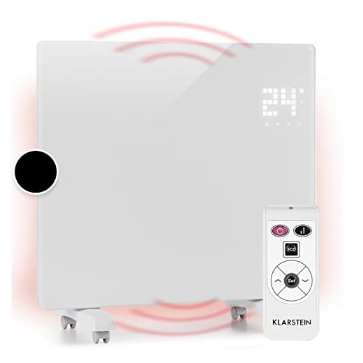 Klarstein Bornholm Single - Convector-calefactor, Calefactor eléctrico, Radiador, 1000W, Protección IP23, Modo ECO, Protección sobrecalentamiento, Seguro niños, Blanco