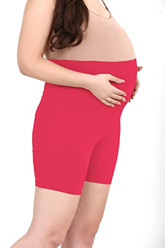 Image of Women's Cotton Maternity Shorts Over The Belly for Pregnant Women for Pre & Post Pregnancy