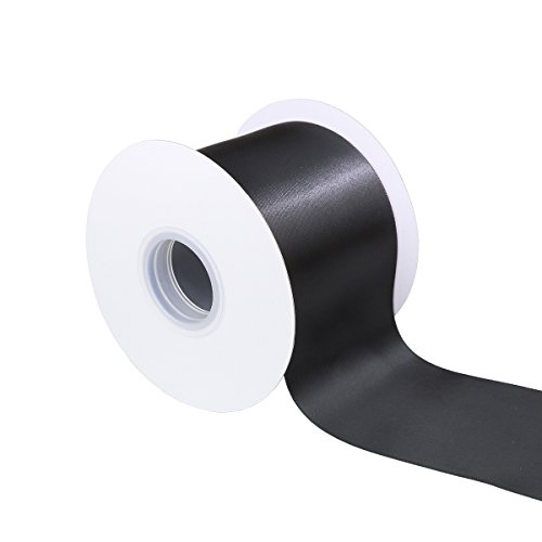 ITIsparkle 両面サテンリボン 幅75mm×22M巻 手芸 服飾 ラッピング ちょう結び リボン #030-ブラック